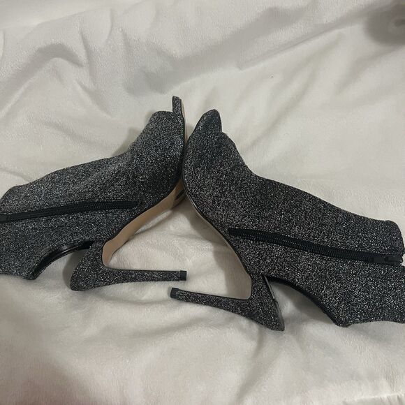 Steve Madden Rakel Sparkly Sock Bootie Size 6.5 M Black Silver Glitter Party - Picture 9 of 10